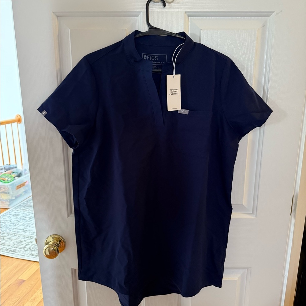 Figs Navy Short Sleeve Maternity Scrub Top